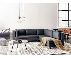 Beliani Modulinė kampinė sofa 5 asmenims UNSTAD kairinė, juoda, eko oda