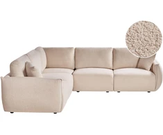 Beliani Modulinė kampinė sofa 5 asmenims MESNALI, buklė, smėlio spalvos, dešininė