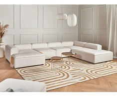 Beliani Modulinė kampinė sofa 5 asmenims ARDAL Boucle, laužyto baltumo, kairinė