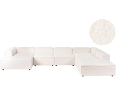 Beliani Modulinė kampinė sofa 5 asmenims ARDAL Boucle, laužyto baltumo, kairinė