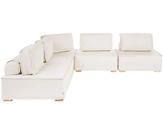 Beliani Modulinė kampinė sofa 5 asmenims TIBRO, balkšva, dešininė