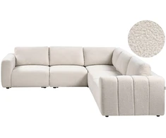 Beliani Modulinė kampinė sofa 5 vietų KIVVIK, bouclé, lūžinė balta, kairinė