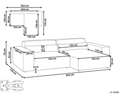 Beliani Modulinė kampinė sofa HELLNAR, 3 vietų, kairinė, kreminė balta, Boucle