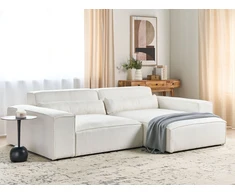 Beliani Modulinė kampinė sofa HELLNAR, 3 vietų, kairinė, kreminė balta, Boucle