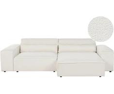Beliani Modulinė kampinė sofa HELLNAR, 3 vietų, kairinė, kreminė balta, Boucle