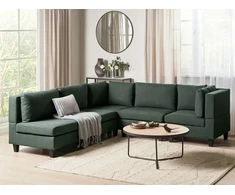 Beliani Modulinė kampinė sofa UNSTAD, 5 vietų, kairinė, tamsiai žalia