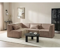 Beliani MODULINĖ KAMPUINĖ SOFA LEMVIG 4 VIETŲ, DEŠININĖ, SMĖLIO SPALVOS VAGOSTU