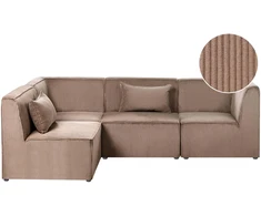 Beliani MODULINĖ KAMPUINĖ SOFA LEMVIG 4 VIETŲ, DEŠININĖ, SMĖLIO SPALVOS VAGOSTU