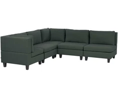 Beliani Modulinė sofa 5 asmenims UNSTAD dešininė, tamsiai žalia