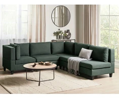 Beliani Modulinė sofa 5 asmenims UNSTAD dešininė, tamsiai žalia