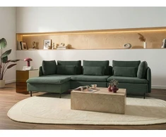 Beliani Modulinė sofa EGERIS, velvetas, tamsiai žalia, dešininė
