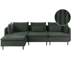 Beliani Modulinė sofa EGERIS, velvetas, tamsiai žalia, dešininė