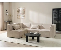 Beliani Modulinė sofa kampinė 4 asmenims LEMVIG dešininė, smėlio spalvos velvetas