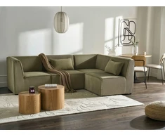 Beliani Modulinė sofa-lova „LEMVIG“, 4 vietų, kairinė, žalia, velvetas