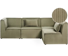 Beliani Modulinė sofa-lova „LEMVIG“, 4 vietų, kairinė, žalia, velvetas