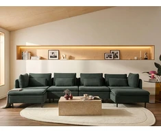 Beliani Modulinė U formos sofa 4 asmenims EGERIS tamsiai žalia velvetas