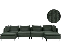 Beliani Modulinė U formos sofa 4 asmenims EGERIS tamsiai žalia velvetas
