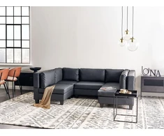Beliani Modulinė U formos sofa 5 asmenims UNSTAD juodos spalvos dirbtinė oda