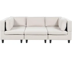 Beliani Modulinė U formos sofa 5 asmenims UNSTAD šviesiai smėlio spalvos su otomane