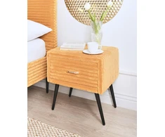 Beliani Naktinis staliukas su 1 stalčiumi FLAYAT, oranžinis velvetas