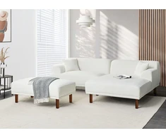 Beliani Otomana HOLT Boucle Balta