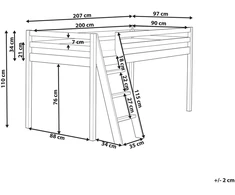 Beliani Paaukštinta lova pušies medienos ASCOUX 90 x 200 cm Rožinė