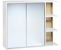 Beliani Pakabinama vonios kambario spintelė su veidrodžiu NUBES 80 cm 70 cm balta
