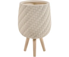 Beliani Pastatomas vazonas PAVONE 27 cm smėlio spalvos