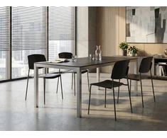 Beliani Posėdžių stalas GROSSETO 90 cm 180 cm granito spalvos juodas