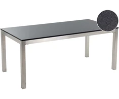 Beliani Posėdžių stalas GROSSETO 90 cm 180 cm granito spalvos juodas