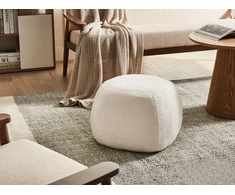 Beliani Pufas BARRON, boucle audinys, pieno balta