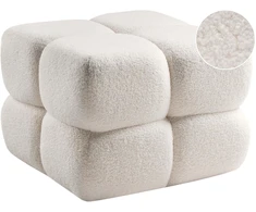 Beliani Pufas CALIENTE Boucle, kreminės baltos spalvos