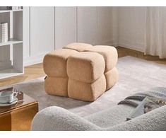 Beliani Pufas CALIENTE, boucle, smėlio spalvos