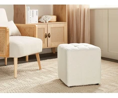 Beliani Pufas KANSAS Boucle baltas