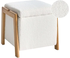 Beliani Pufas su daiktadėže EDLAND Boucle 45 cm baltas