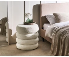 Beliani Pufas SUMPTER, baltas, boucle audinys