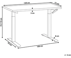 Beliani Rankiniu būdu reguliuojamas stalas DESTINES, 120 × 72 cm, pilkas / baltas