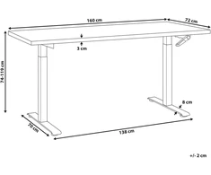 Beliani Rankiniu būdu reguliuojamas stalas DESTINES, 160 × 72 cm, juodas ir baltas