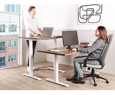 Beliani Rankiniu būdu reguliuojamas stalas DESTINES 160 cm × 72 cm, rudas / baltas