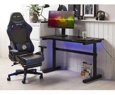 Beliani Rankiniu būdu reguliuojamas žaidimų stalas DURBIN juodas 120 cm 60 cm RGB LED