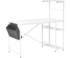 Beliani Rašomasis stalas ARAMINGO baltas 120 cm 60 cm su daiktadėže
