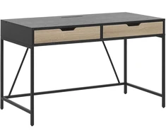 Beliani Rašomasis stalas JENA, juodas, 120x60 cm, su stalčiais