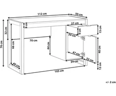Beliani Rašomasis stalas JOHNSON rudas / baltas 112 cm 50 cm su saugojimo vieta