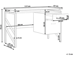 Beliani Rašomasis stalas MORITON, juodas, 117 cm x 57 cm, su stalčiais