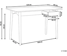 Beliani Rašomasis stalas VITRION šviesiai rudas/baltas 120 cm 60 cm