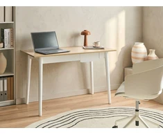 Beliani Rašomasis stalas VITRION šviesiai rudas/baltas 120 cm 60 cm