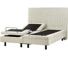 Beliani Reguliuojama lova CASTELLAN 160 x 200 cm smėlio spalvos