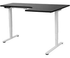 Beliani Reguliuojamo aukščio kampinis stalas DESTINES Juodas/baltas 160 cm 109 cm Dešininis