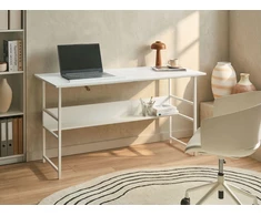 Beliani Reguliuojamo stalviršio braižymo stalas ORAN baltas 140 cm 60 cm