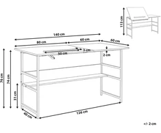 Beliani Reguliuojamo stalviršio braižymo stalas ORAN baltas 140 cm 60 cm
